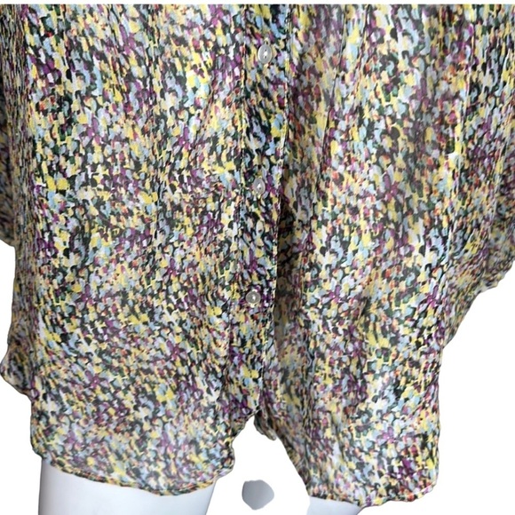 Fei Anthropologie 100% Silk Multicolor Abstract Long Sleeve Button Up  Top Sz 6 - Picture 6 of 12